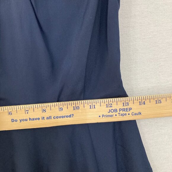 New Express size 2 Navy Sleeveless Fit and Flare Mesh Detail Side Zip Dress - Picture 7 of 9